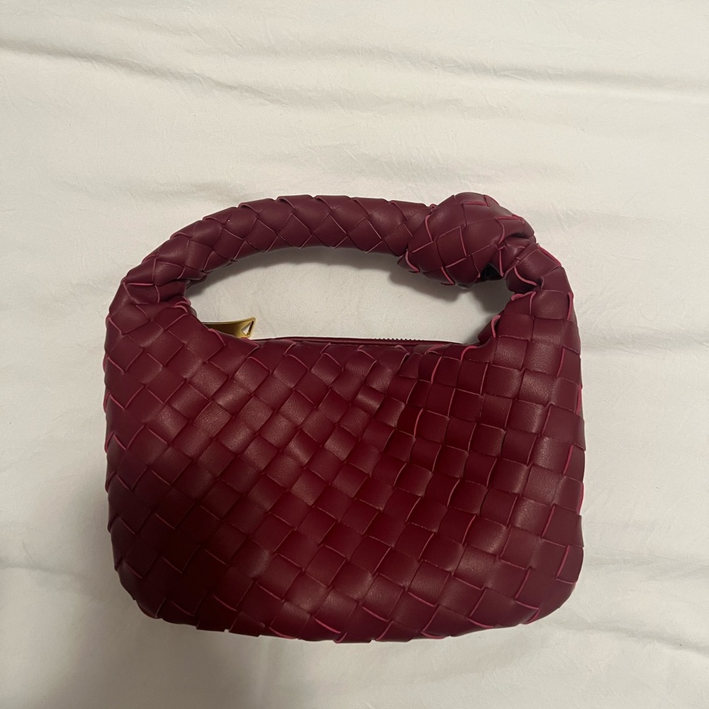 Woven Burgundy Handbag